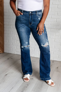 JUDY BLUE: Mila Mid Rise Distressed Bootcut Jeans