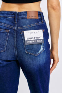 JUDY BLUE High Waist Rigid Magic Heavy Destroy Straight Jeans