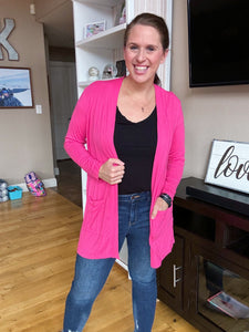 Full Size Open Front Long Sleeve Cardigan with Pockets