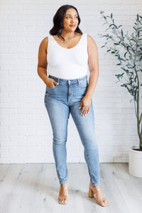 JUDY BLUE: Justine High Rise Control Top Contrast Wash Skinny Jeans