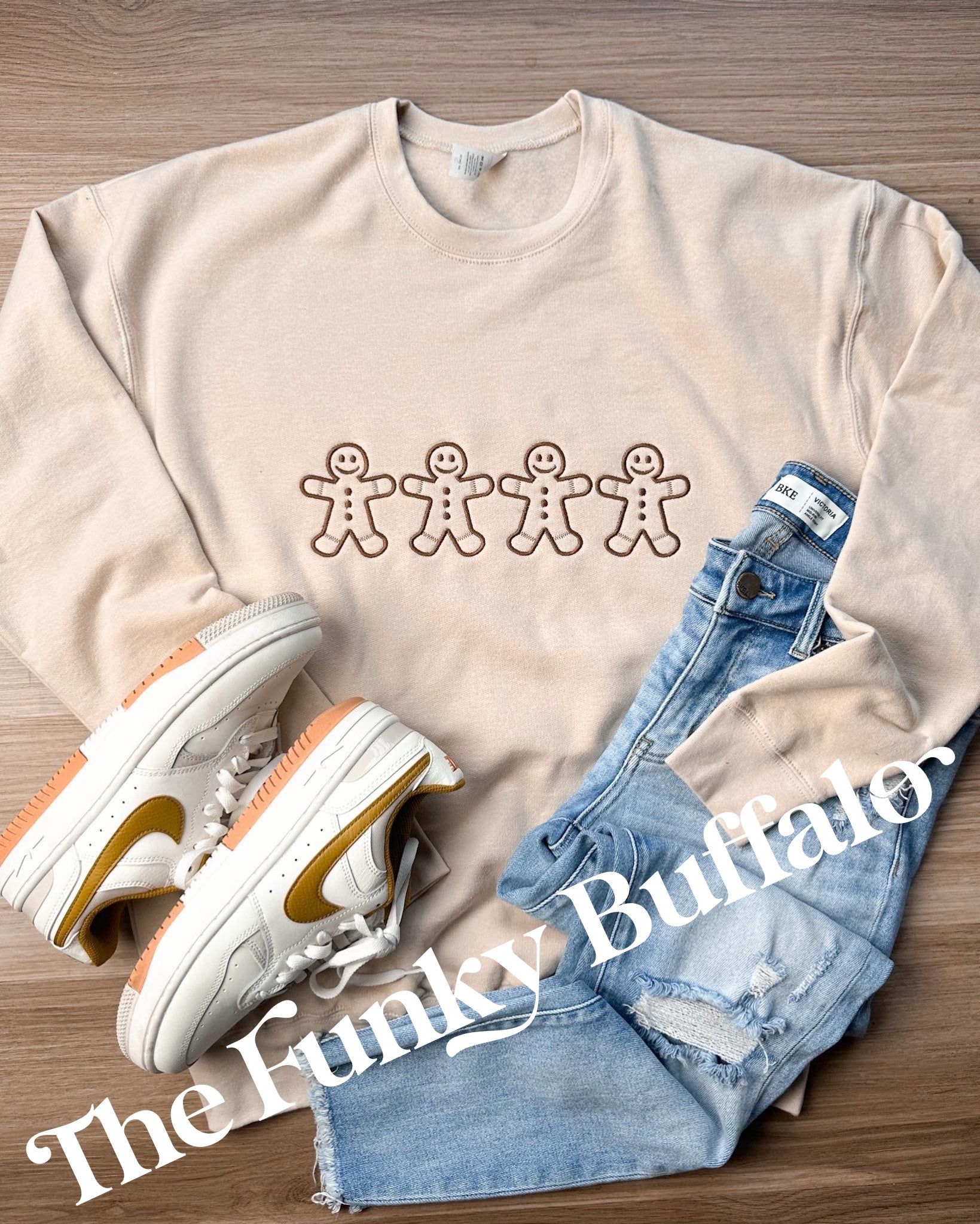 Gingerbread man embroidered sweatshirt