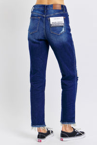 JUDY BLUE High Waist Rigid Magic Heavy Destroy Straight Jeans