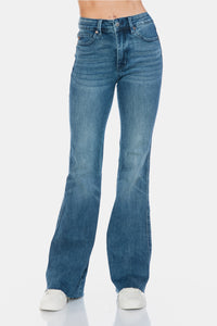 JUDY BLUE: MIDRISE Tummy Control Cut Hem Flare Jeans