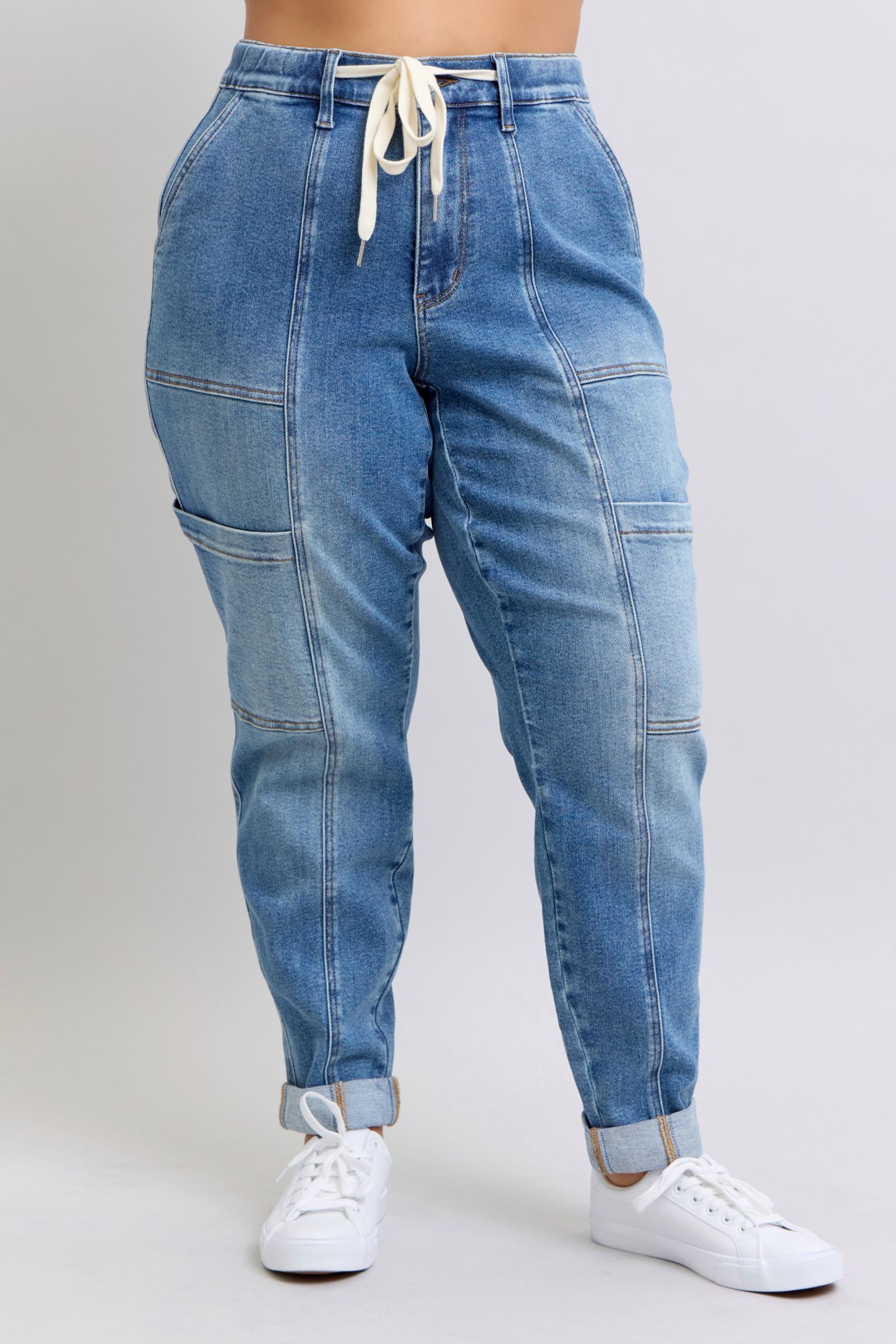 JUDY BLUE: Clayton High Rise Cuffed Cargo Denim Jogger