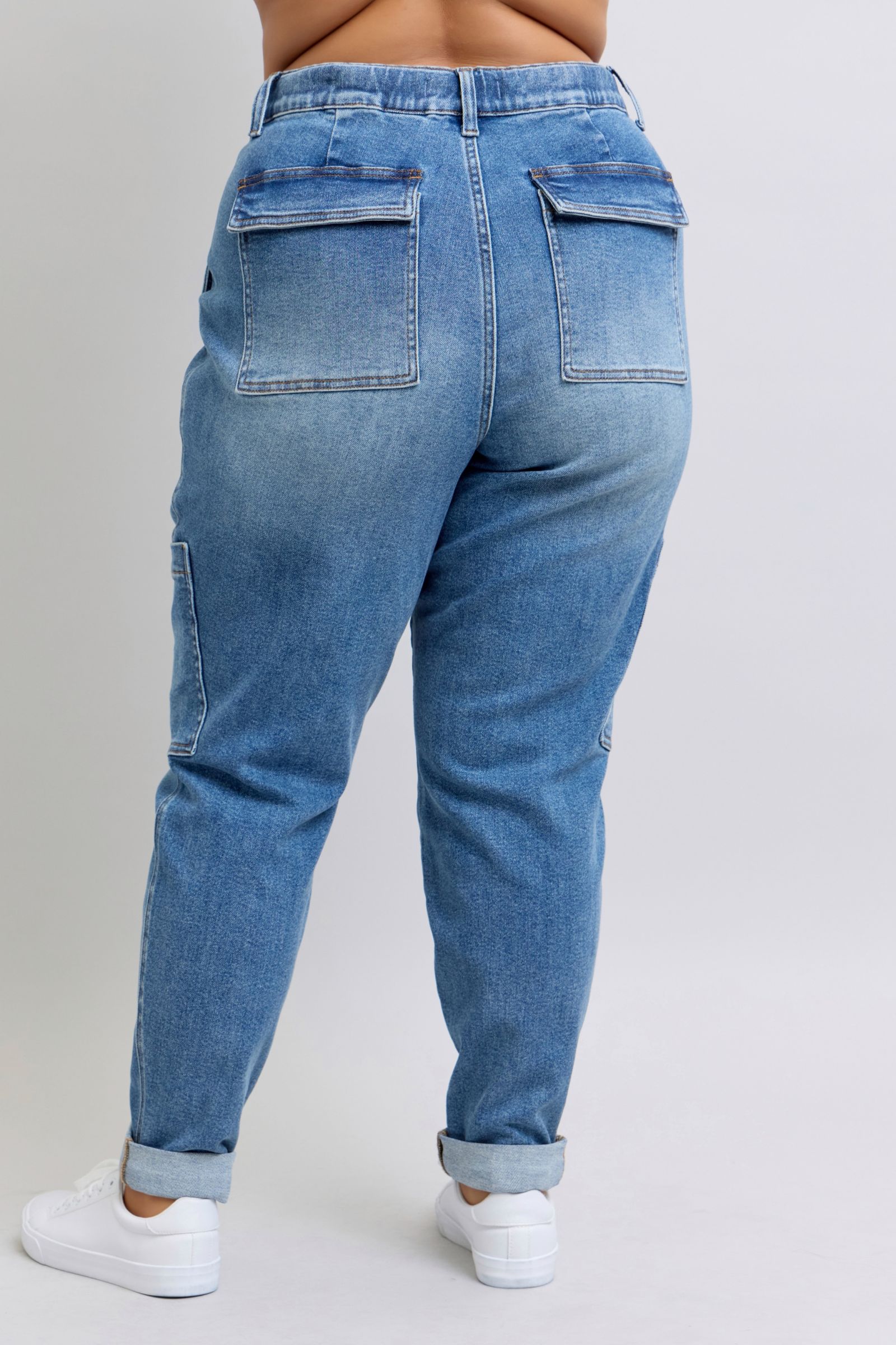 JUDY BLUE: Clayton High Rise Cuffed Cargo Denim Jogger