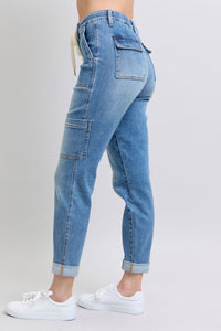 JUDY BLUE: Clayton High Rise Cuffed Cargo Denim Jogger