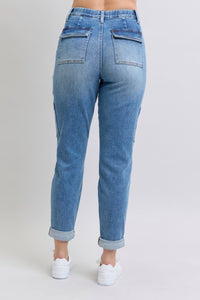 JUDY BLUE: Clayton High Rise Cuffed Cargo Denim Jogger