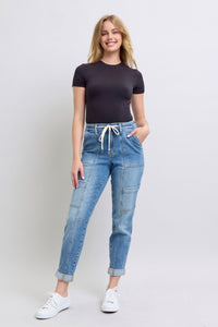 JUDY BLUE: Clayton High Rise Cuffed Cargo Denim Jogger