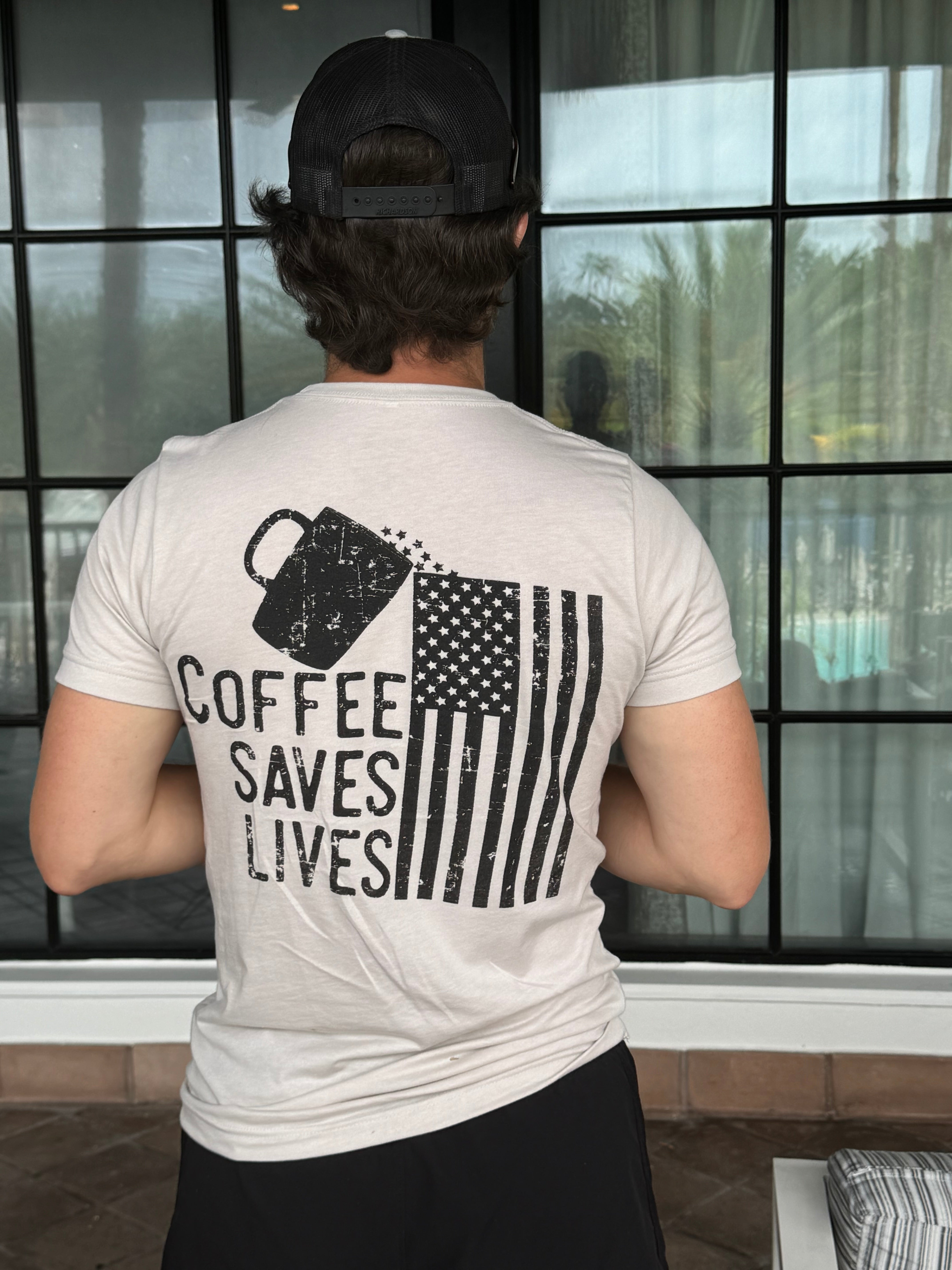 Coffee Saves Lives desert tan 22 shirt