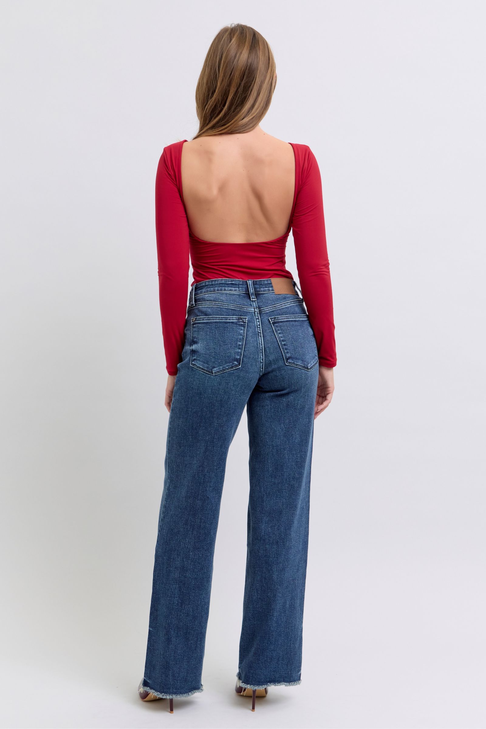 JUDY BLUE: Raw Hem Mid Rise Jeans