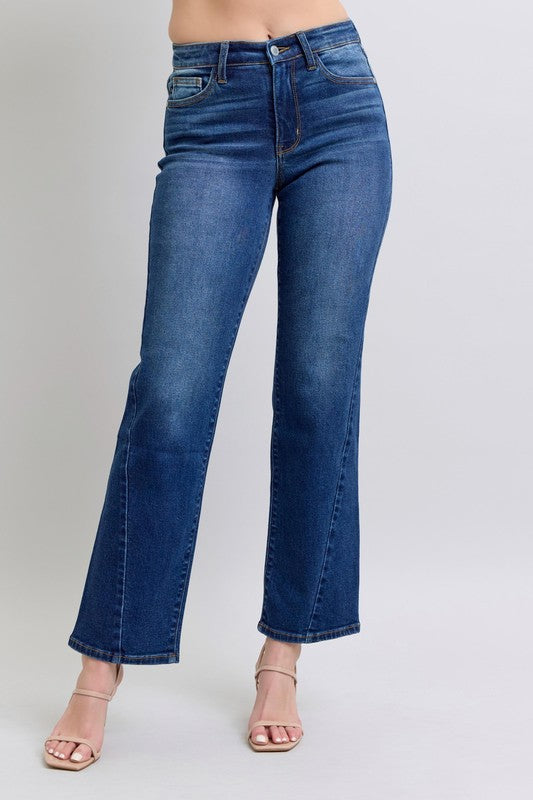 JUDY BLUE: Side Seam Detail Straight Jeans with Pockets