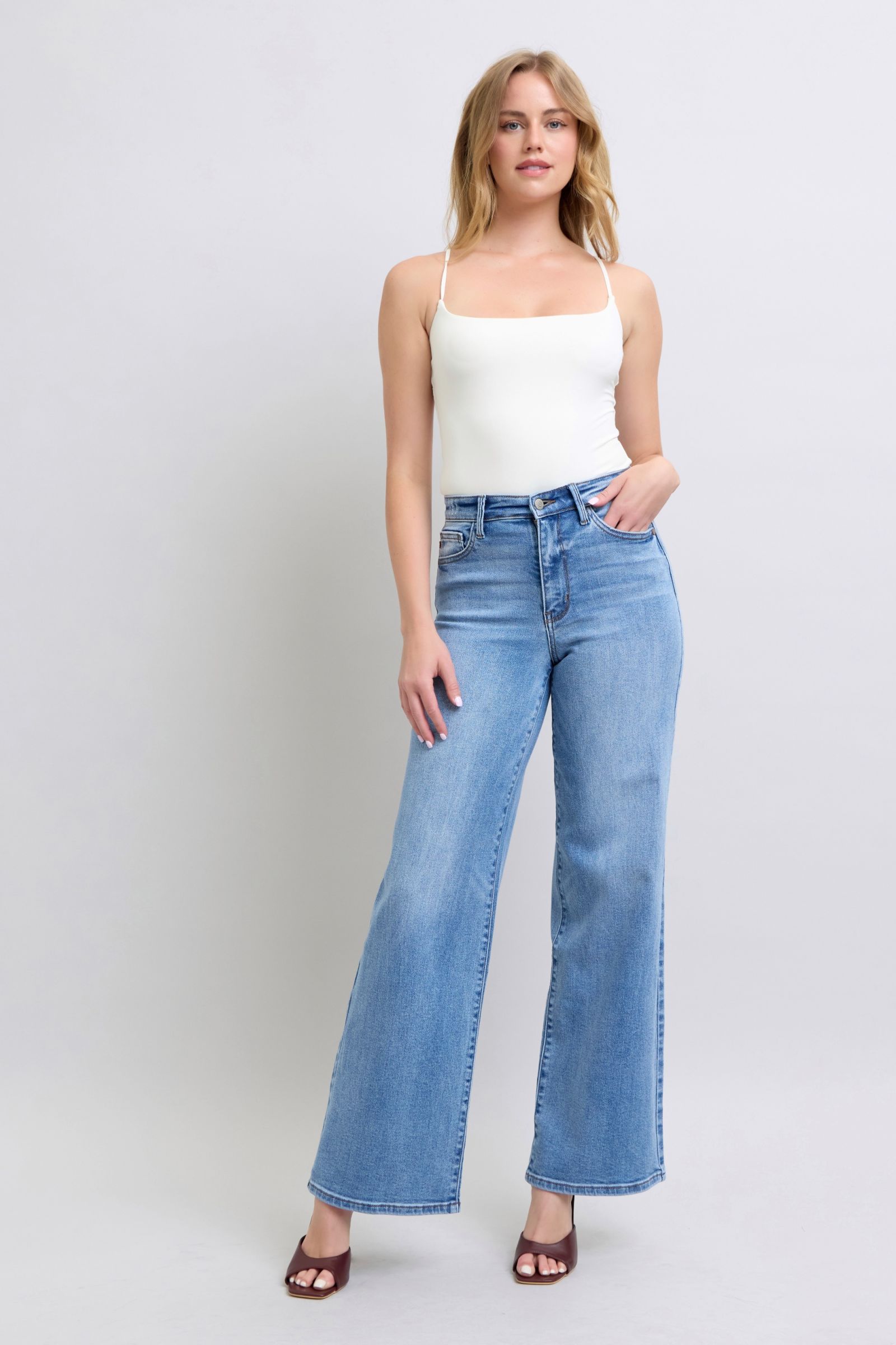 JUDY BLUE: Wide Leg Jeans