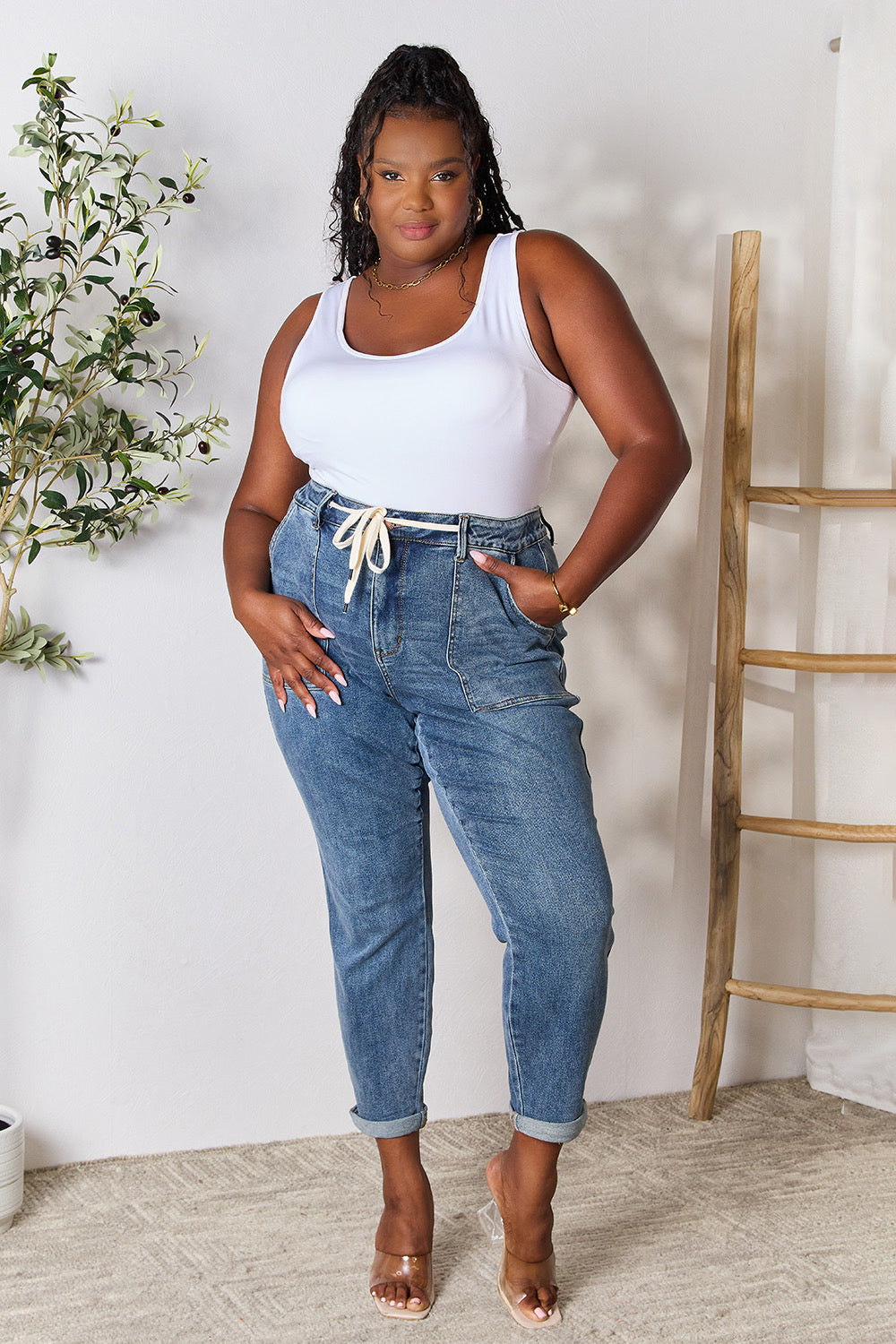 Judy Blue REG/CURVY Cuffed Denim Joggers