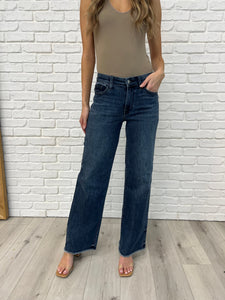 JUDY BLUE: Addie Mid Rise Vintage Wash Wide Leg Jeans