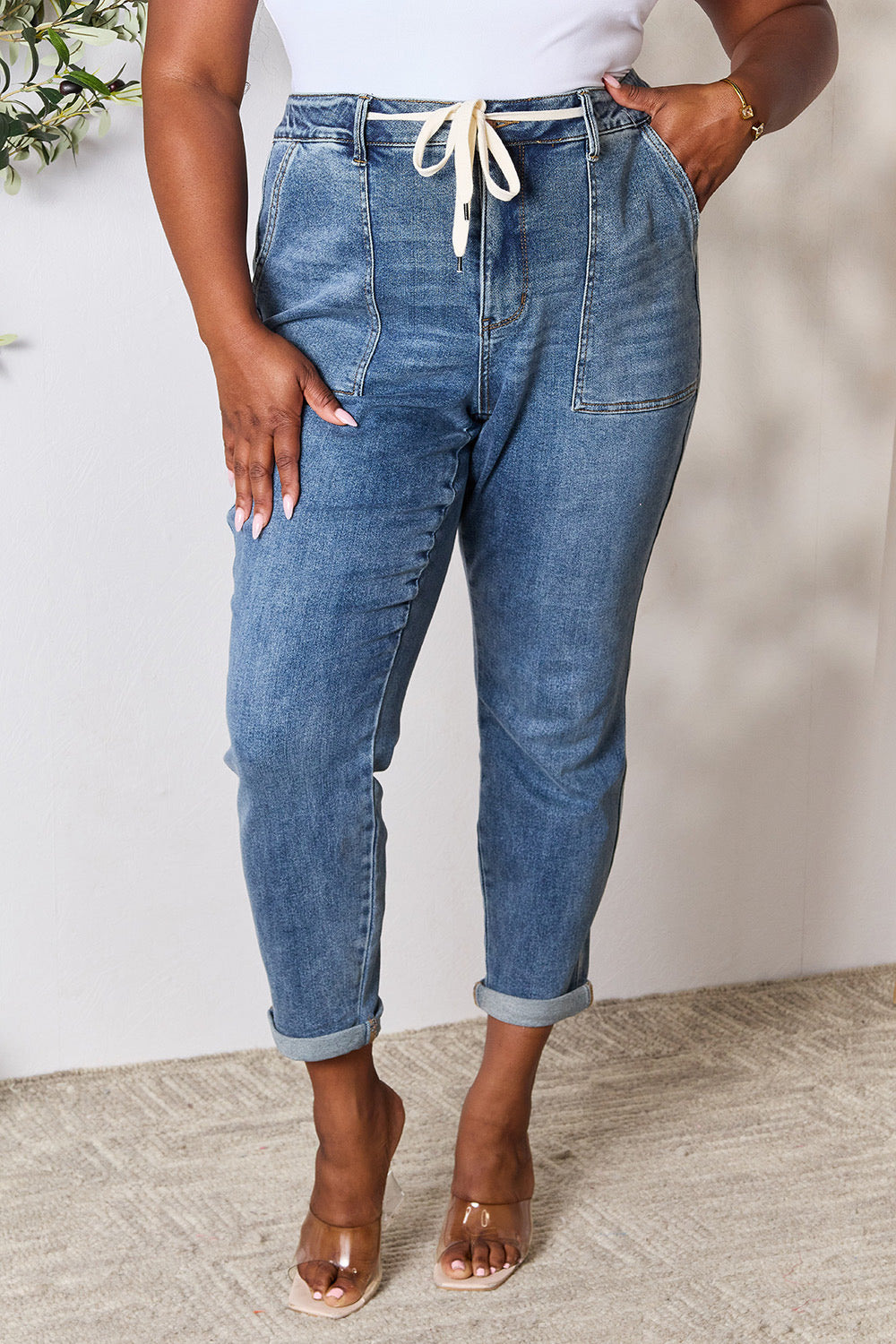 Judy Blue REG/CURVY Cuffed Denim Joggers