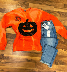 Pumpkin/jack-o’-lantern bleached sweatshirt