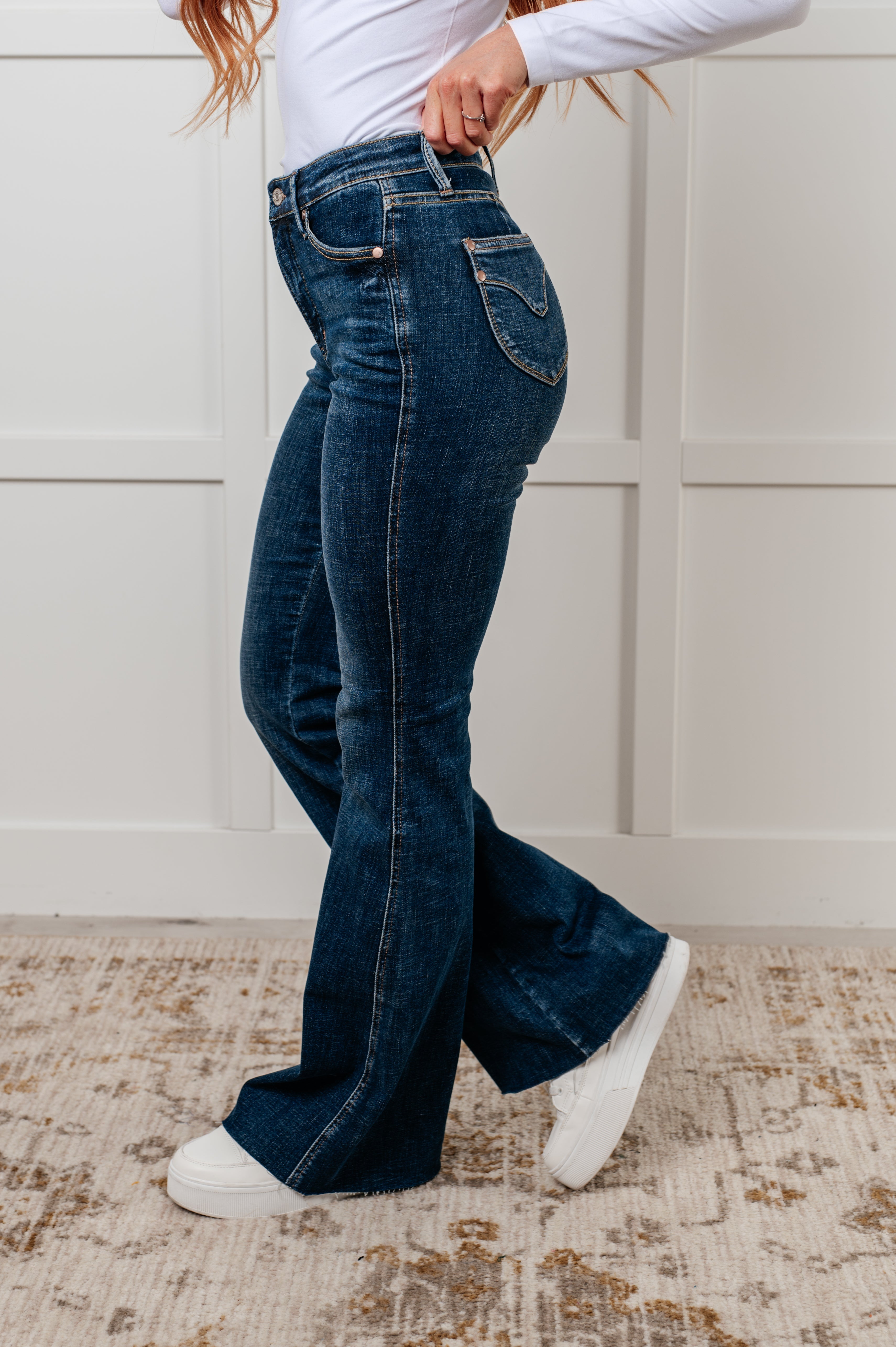 JUDY BLUE: Edna High Rise TUMMY CONTROL Shield Pocket Flare Jeans