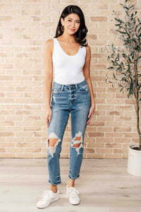 JUDY BLUE: Frankie High Waist Distressed Boyfriend Jeans