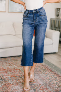 JUDY BLUE Hayes High Rise Wide Leg Crop Jeans