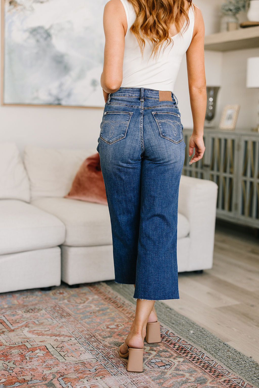 JUDY BLUE Hayes High Rise Wide Leg Crop Jeans