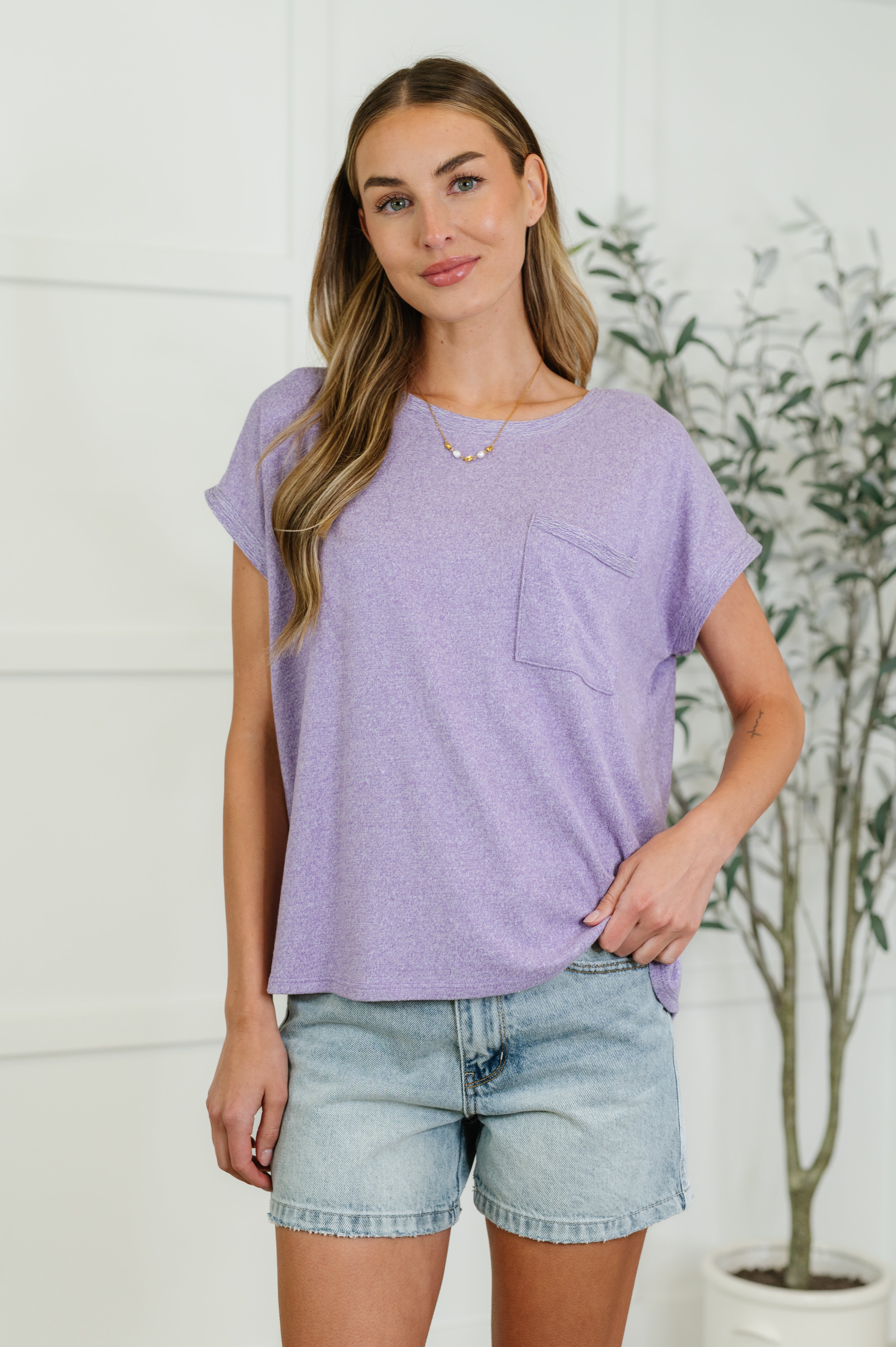 Heathered Harmony Basic Tee in Lavender
