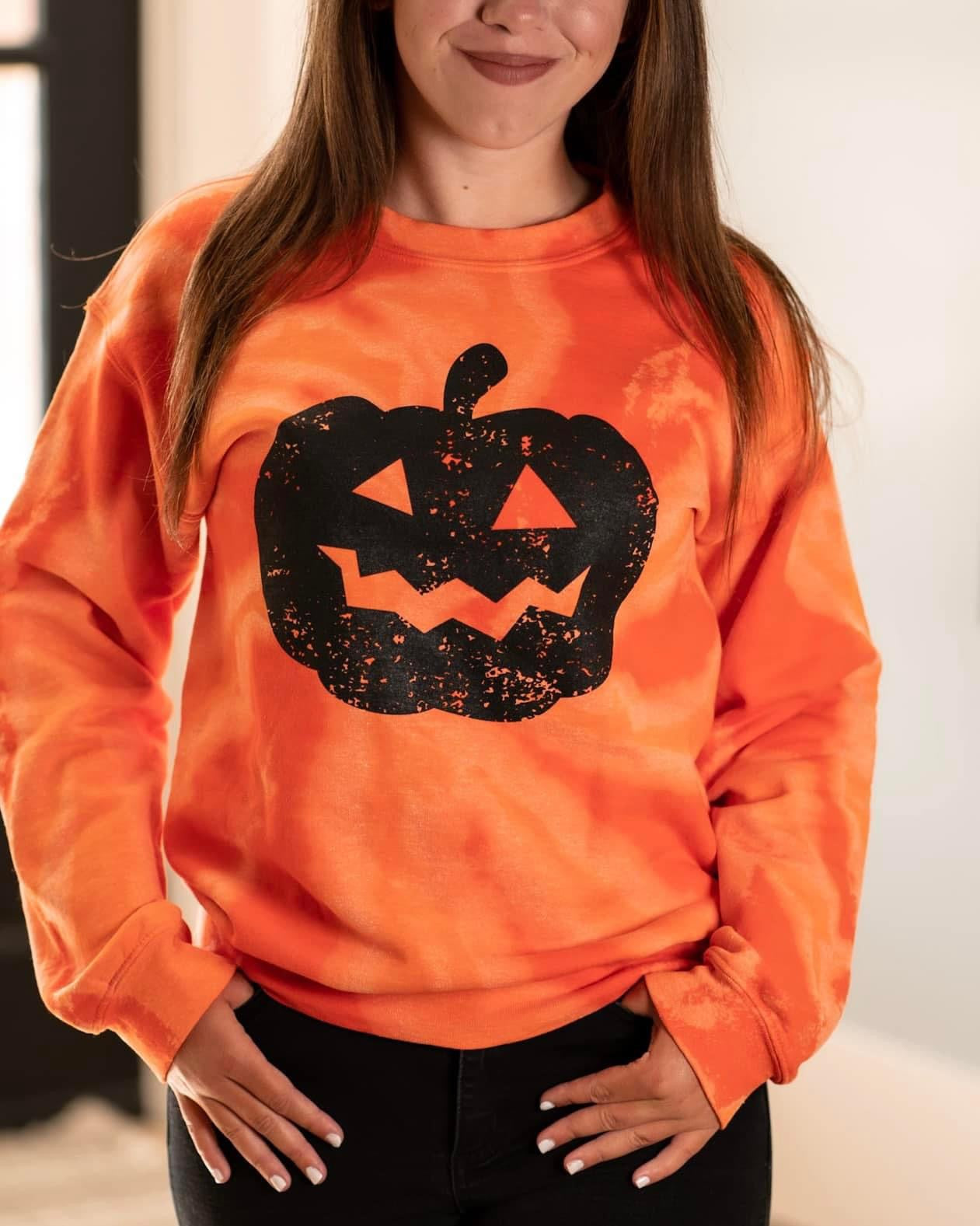 Pumpkin/jack-o’-lantern bleached sweatshirt