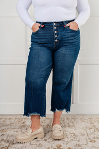 JUDY BLUE: Janice High Rise Button Fly Wide Leg Crop Jeans