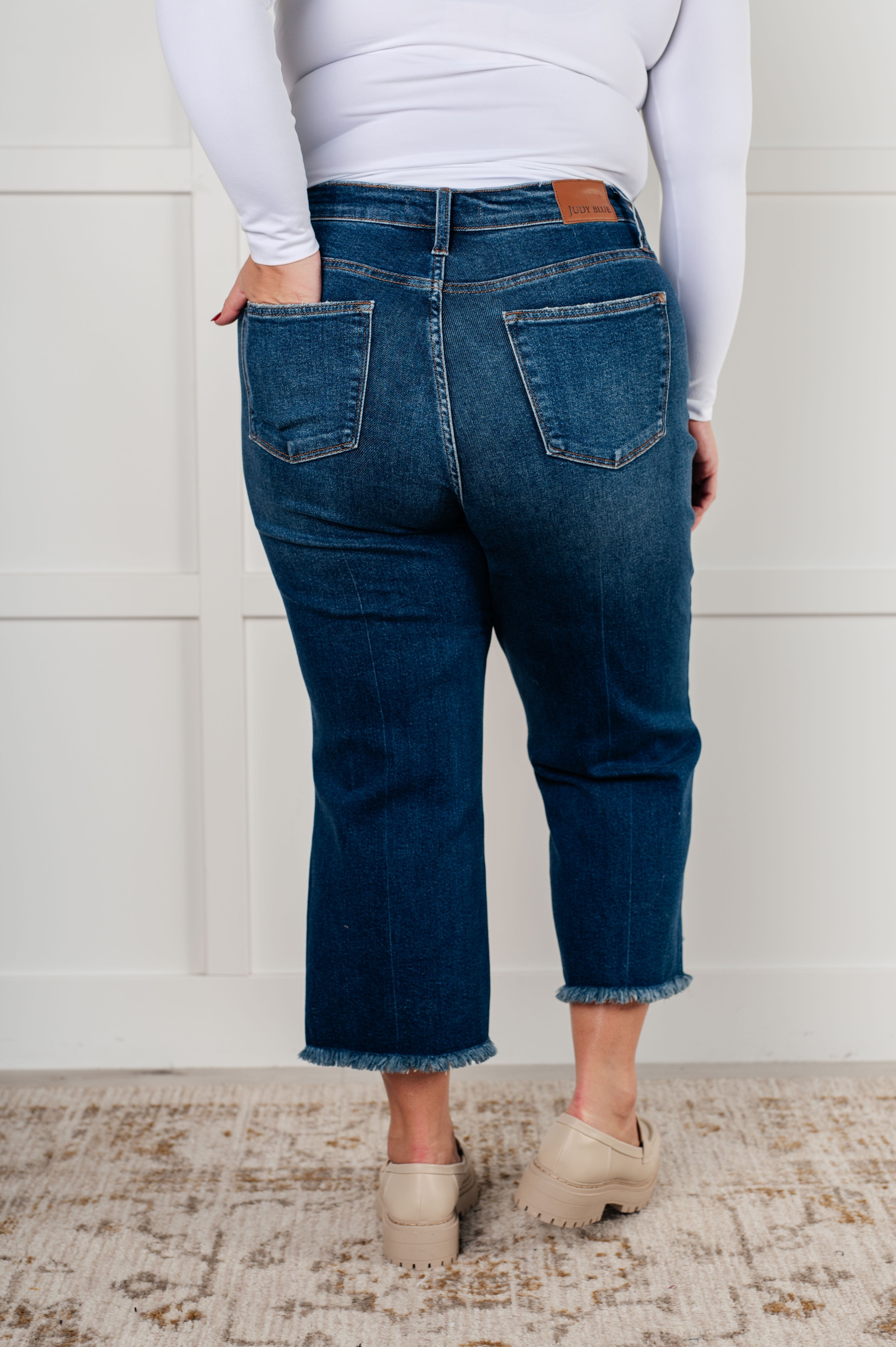 JUDY BLUE: Janice High Rise Button Fly Wide Leg Crop Jeans