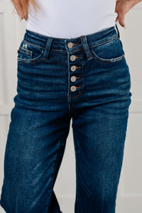 JUDY BLUE: Janice High Rise Button Fly Wide Leg Crop Jeans