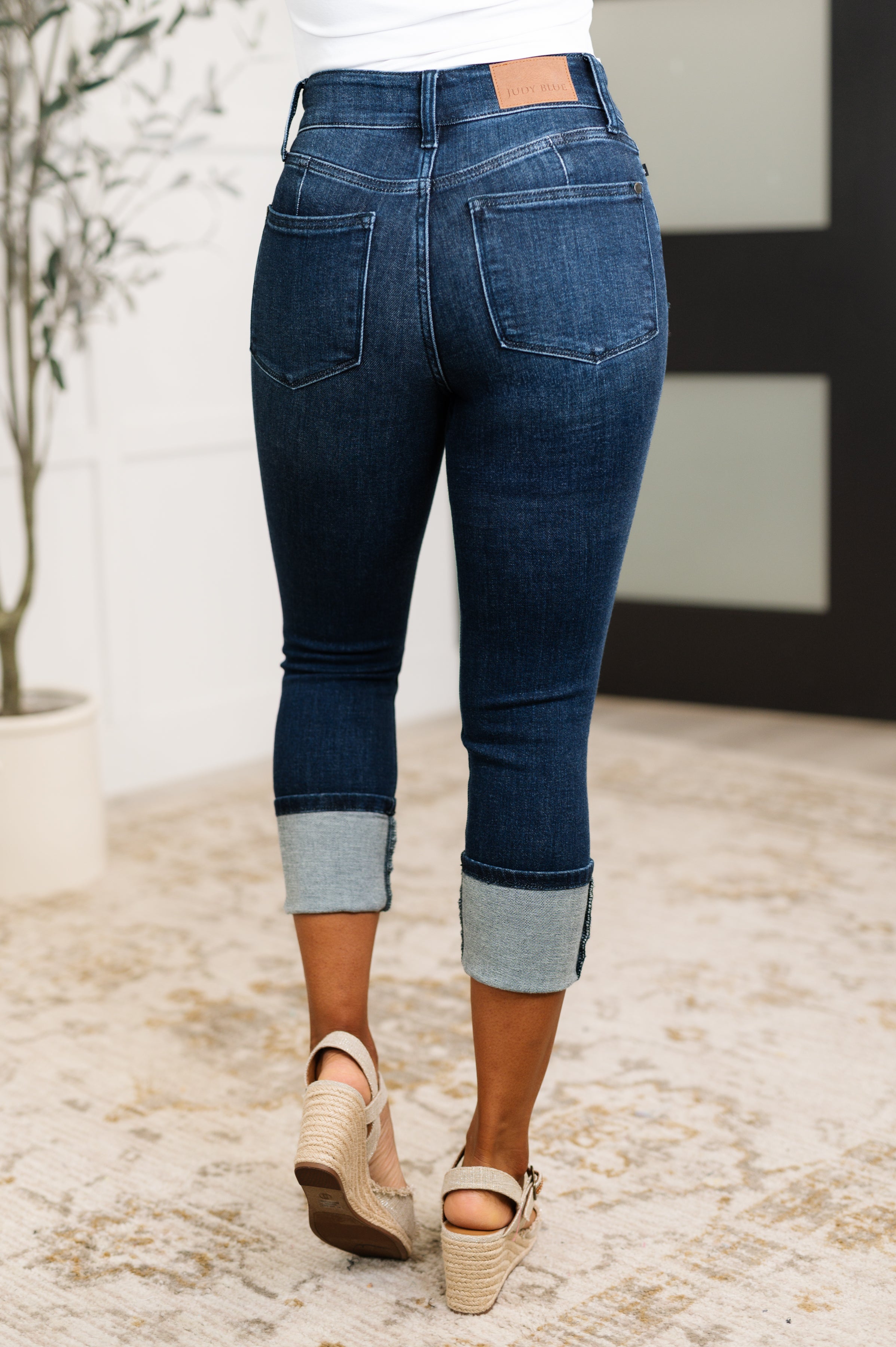 JUDY BLUE: Karen High Rise Double Waist Band Capri Jeans