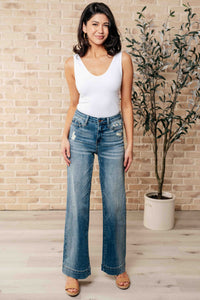 JUDY BLUE Katrina High Waist Distressed Denim Trousers