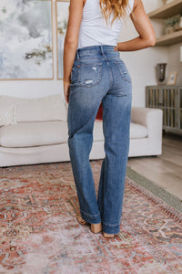 JUDY BLUE Katrina High Waist Distressed Denim Trousers