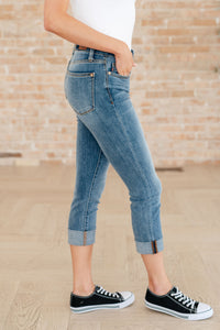 JUDY BLUE Laura Mid Rise Cuffed Skinny Capri Jeans