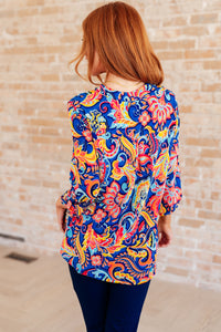 Lizzy Top in Royal and Orange Paisley