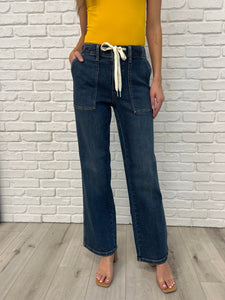 JUDY BLUE: Melanie High Rise Drawstring Wide Leg Jeans