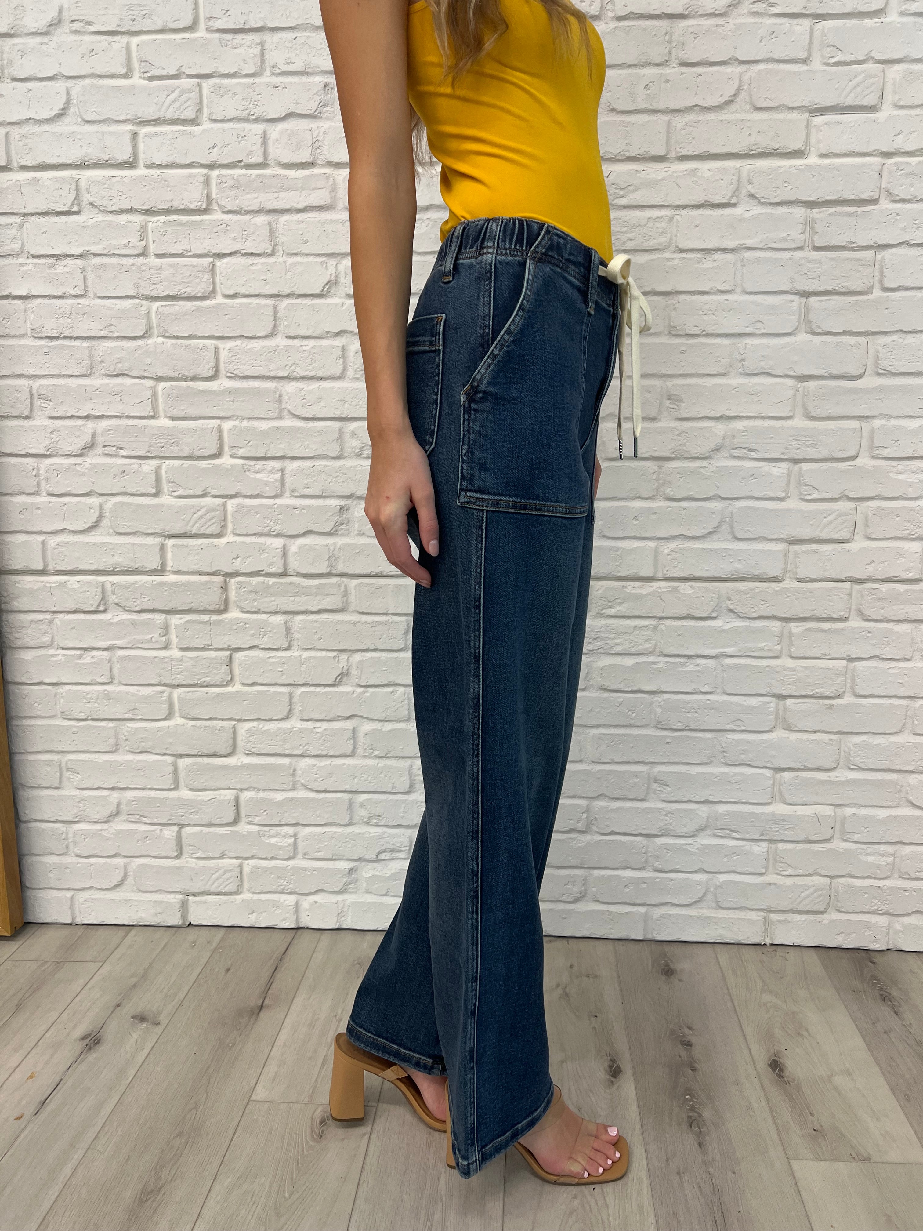 JUDY BLUE: Melanie High Rise Drawstring Wide Leg Jeans