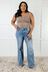 JUDY BLUE: Melia High Rise Side Seam Detail Wide Leg Jeans