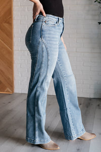 JUDY BLUE: Melia High Rise Side Seam Detail Wide Leg Jeans