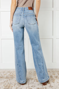 JUDY BLUE: Melia High Rise Side Seam Detail Wide Leg Jeans