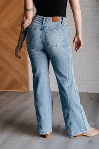 JUDY BLUE: Melia High Rise Side Seam Detail Wide Leg Jeans