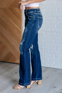 JUDY BLUE: Mila Mid Rise Distressed Bootcut Jeans