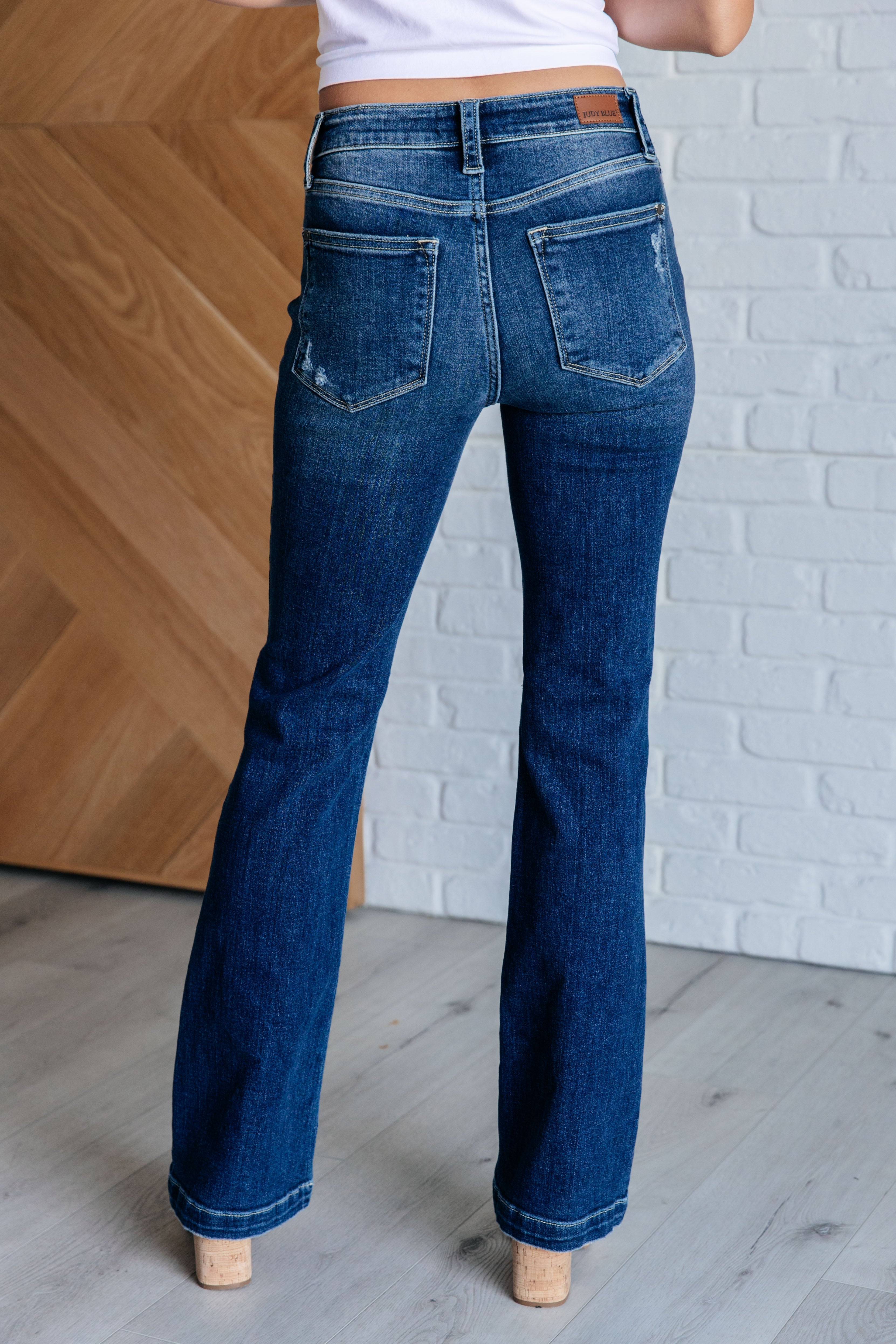 JUDY BLUE: Mila Mid Rise Distressed Bootcut Jeans