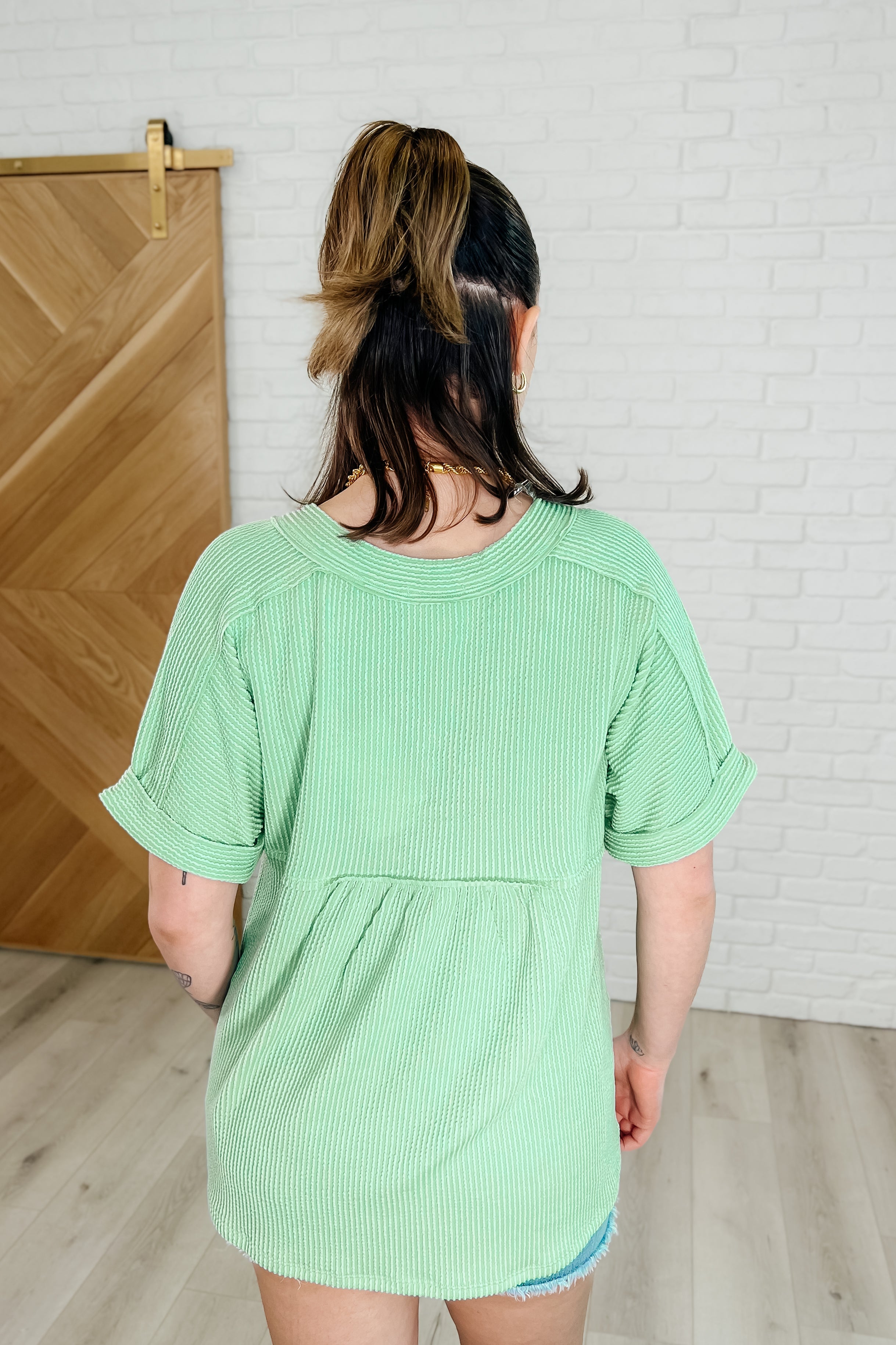 Plain and Sassy V-Neck Tee in Mint Green