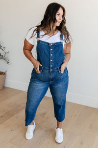 JUDY BLUE Priscilla High Rise Crop Wide Leg Denim Overalls