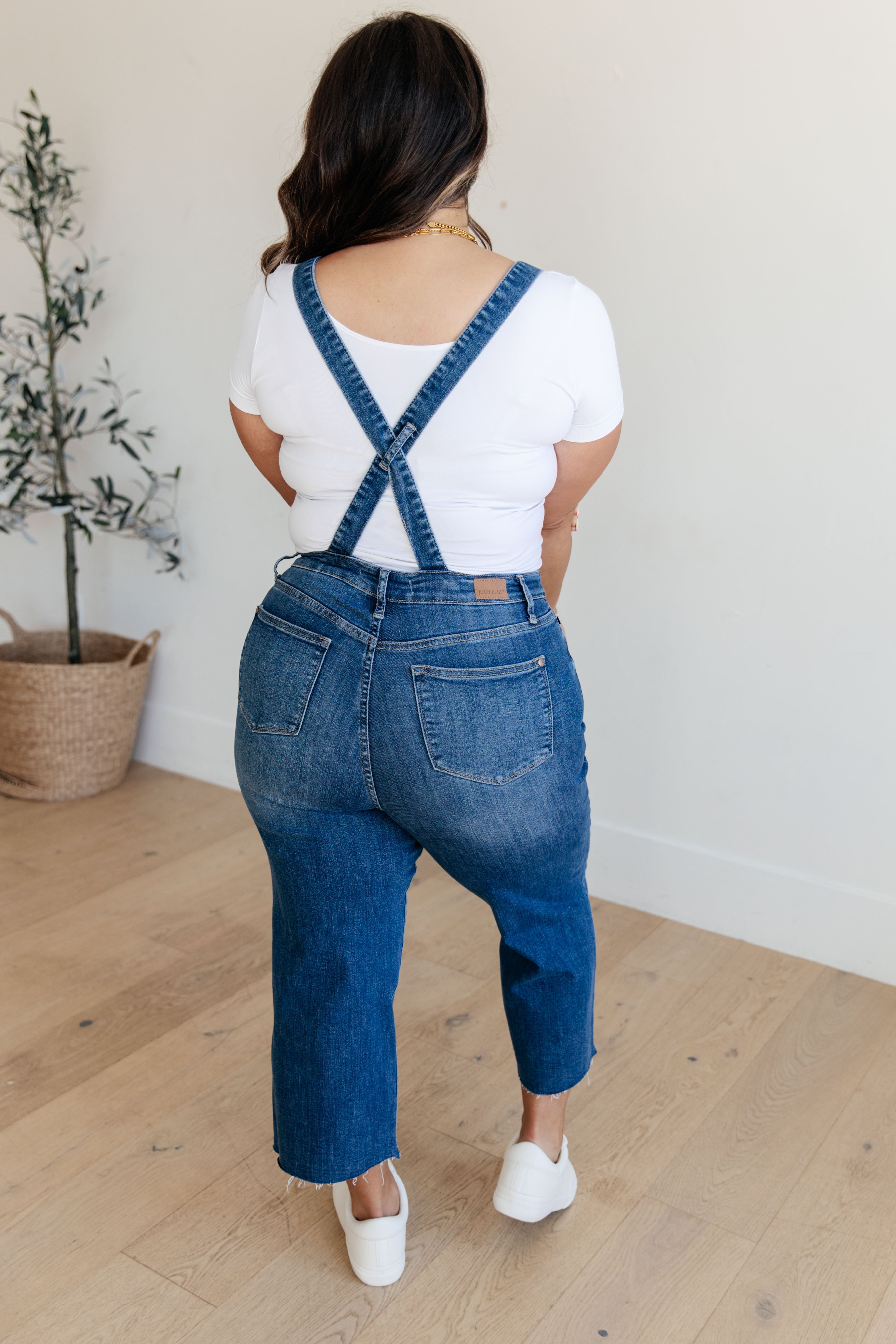 JUDY BLUE Priscilla High Rise Crop Wide Leg Denim Overalls