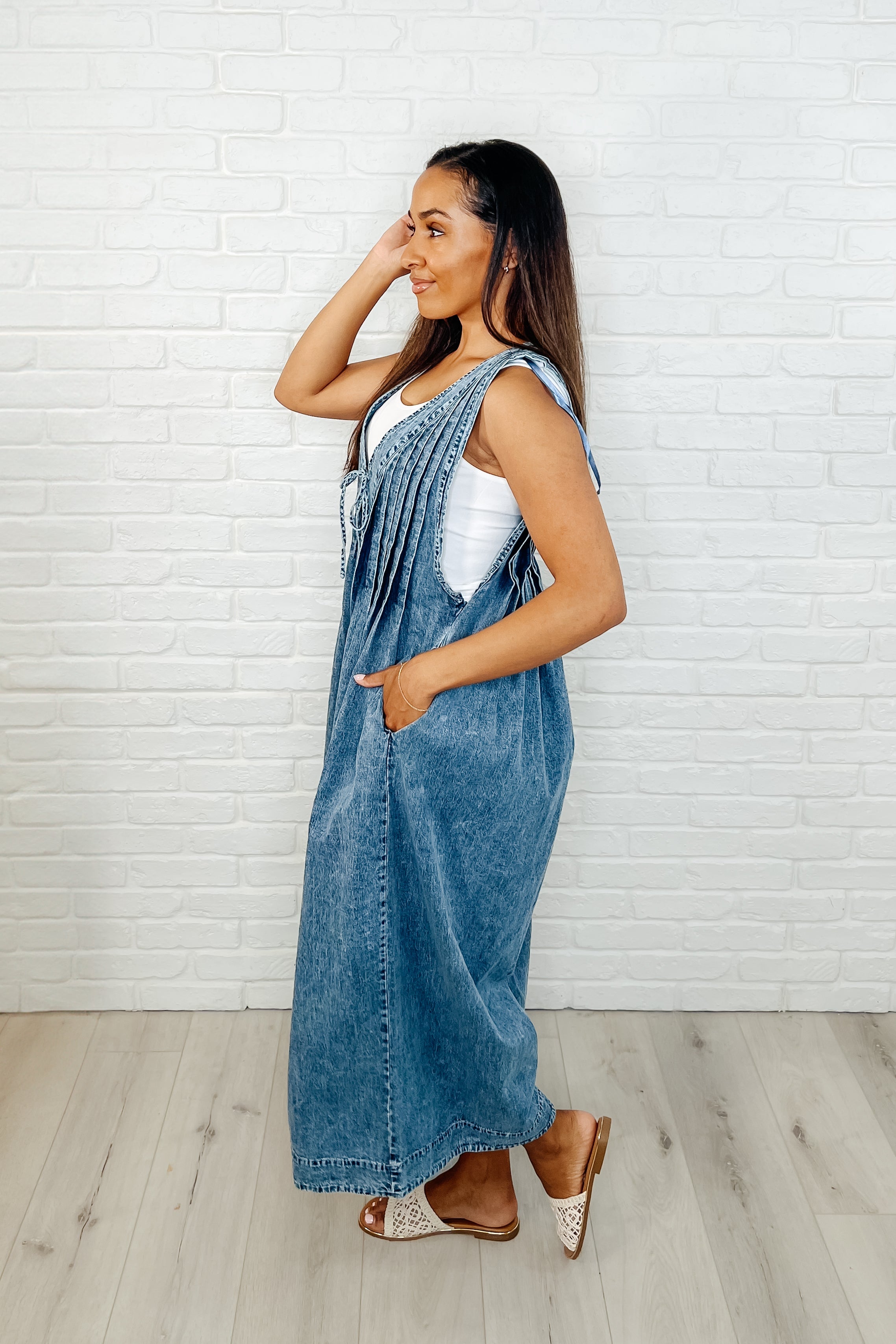 Too Cool For Fools Wide Leg Jumpsuit in Denim