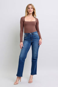 JUDY BLUE: Side Seam Detail Straight Jeans with Pockets