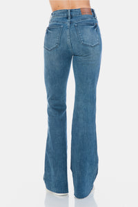 JUDY BLUE: MIDRISE Tummy Control Cut Hem Flare Jeans