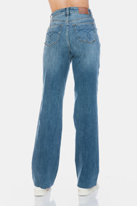 JUDY BLUE : Tummy Control Cut Raw Hem Straight Jeans