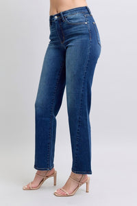 JUDY BLUE: Side Seam Detail Straight Jeans with Pockets